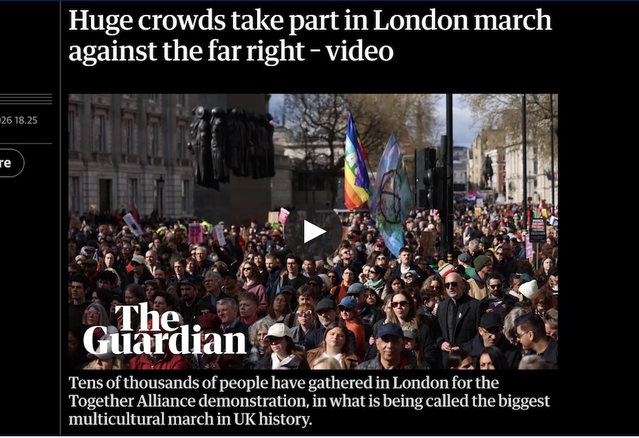 Thousands march against far right in London in biggest ever multicultural protest